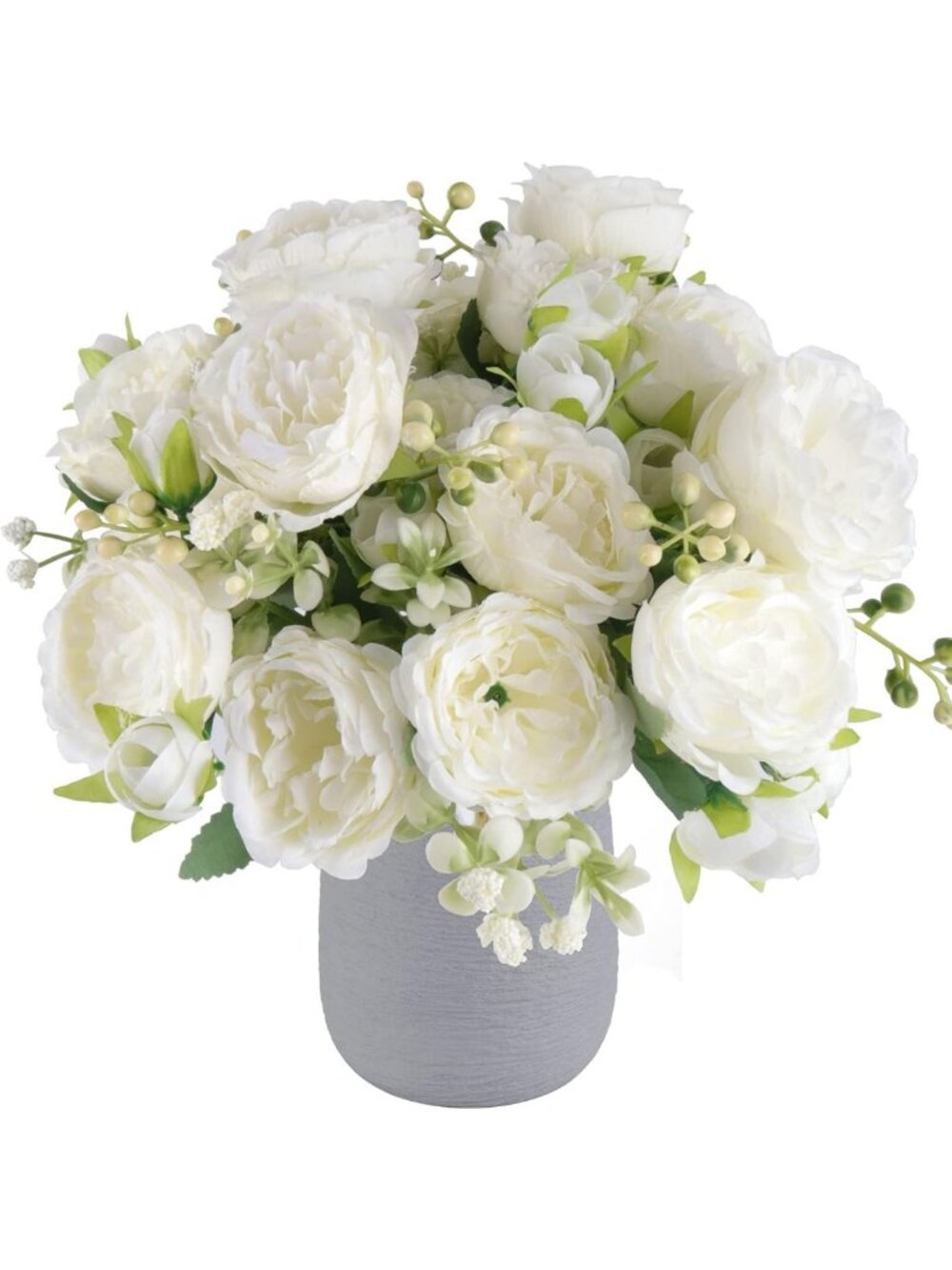 4 Bundles White Artificial Peonies Silk Flowers for Home Decor & Wedding